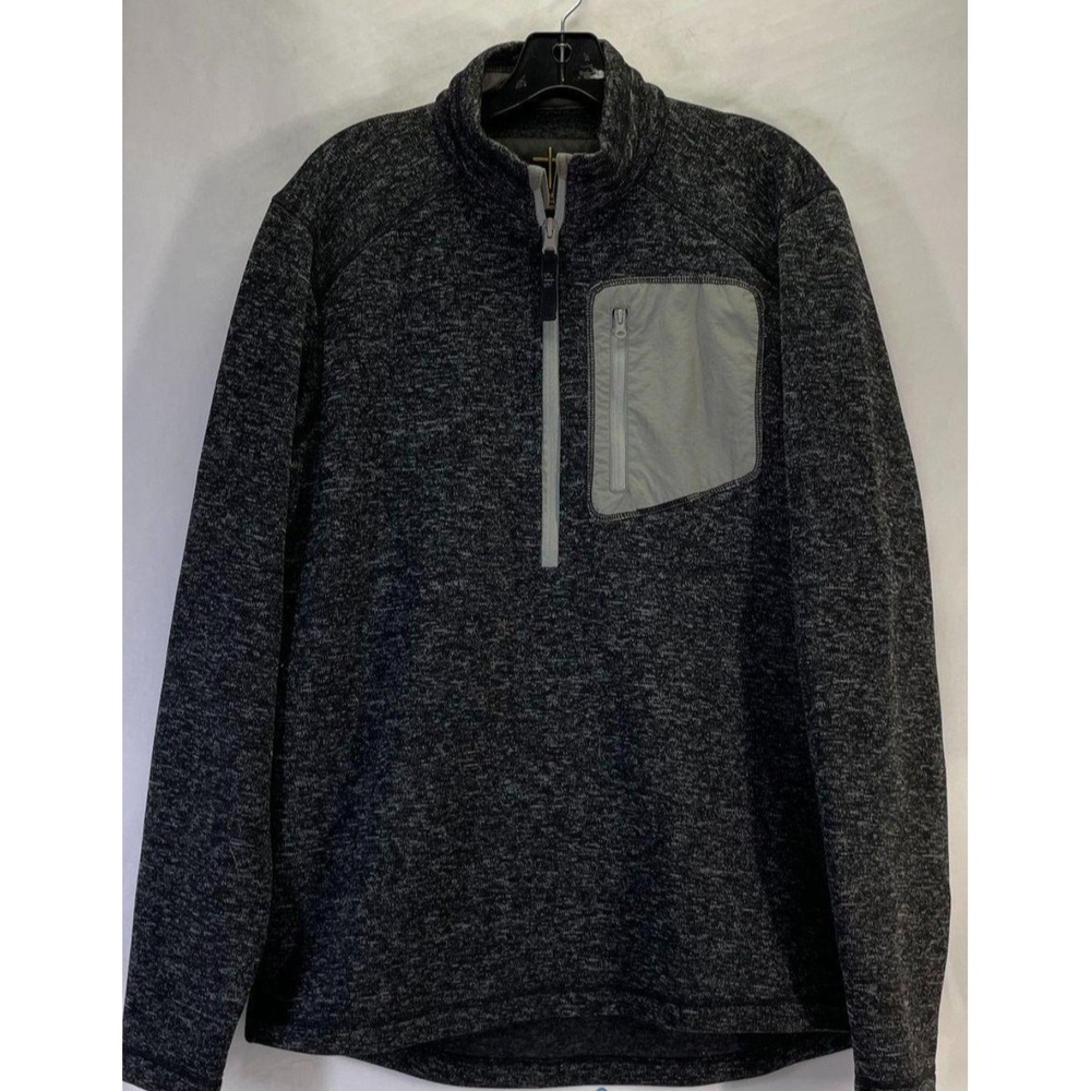 STS Ranchwear Mens Quarter Zip Pullover Charcoal Grey Heather Sweater Large Cow